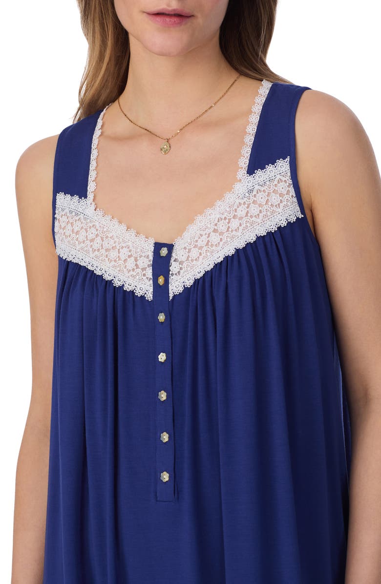 Eileen West Sleeveless Jersey Chemise Nightgown, Alternate, color, Navy