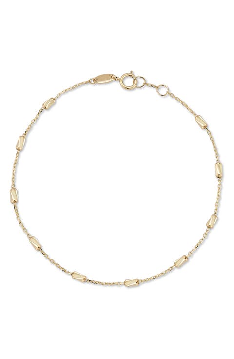 14K Gold Cylinder Chain Bracelet