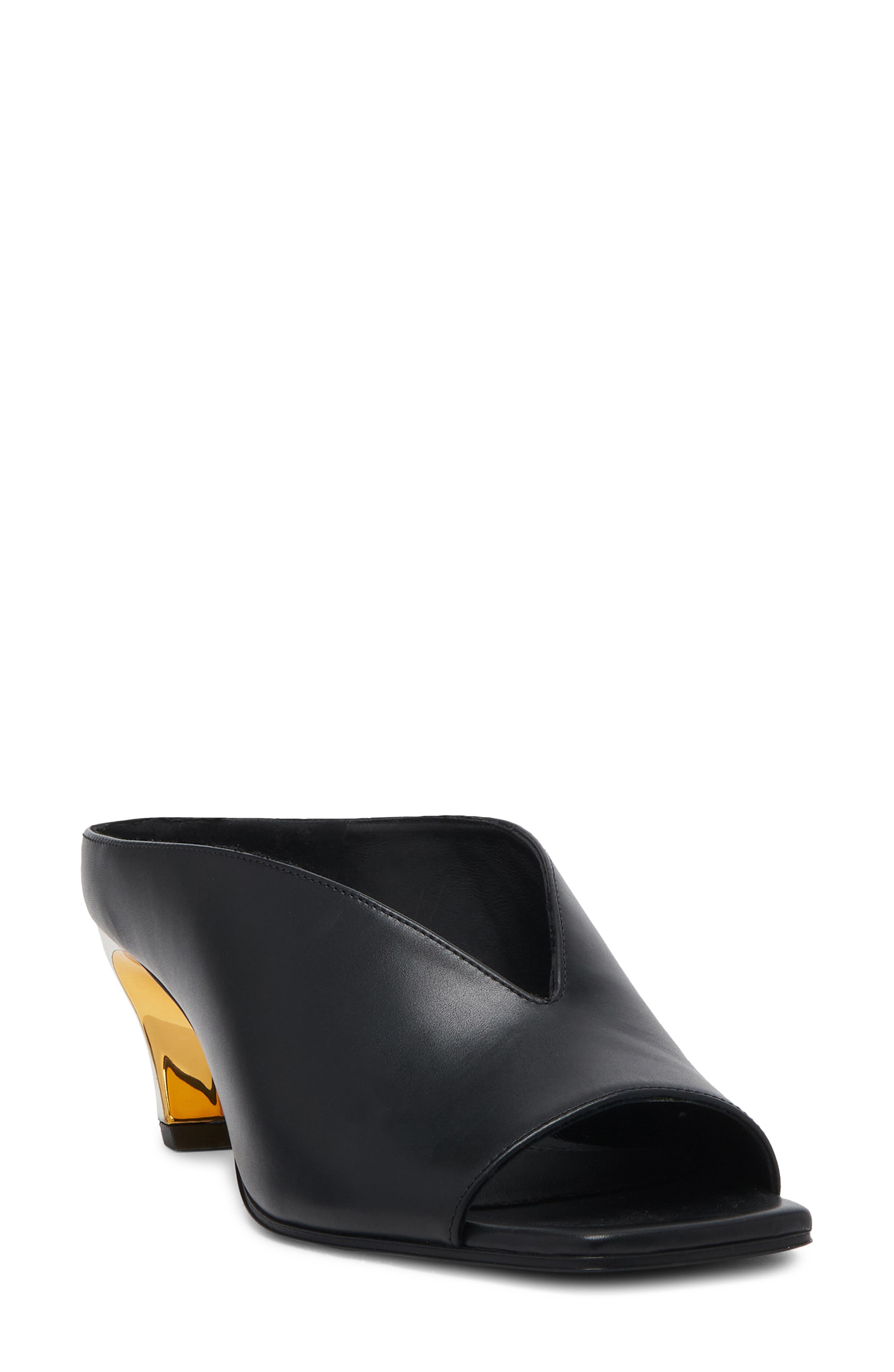 Armadillo Slide Sandal, Alternate, color, BLACK/ SILVER/ GOLD