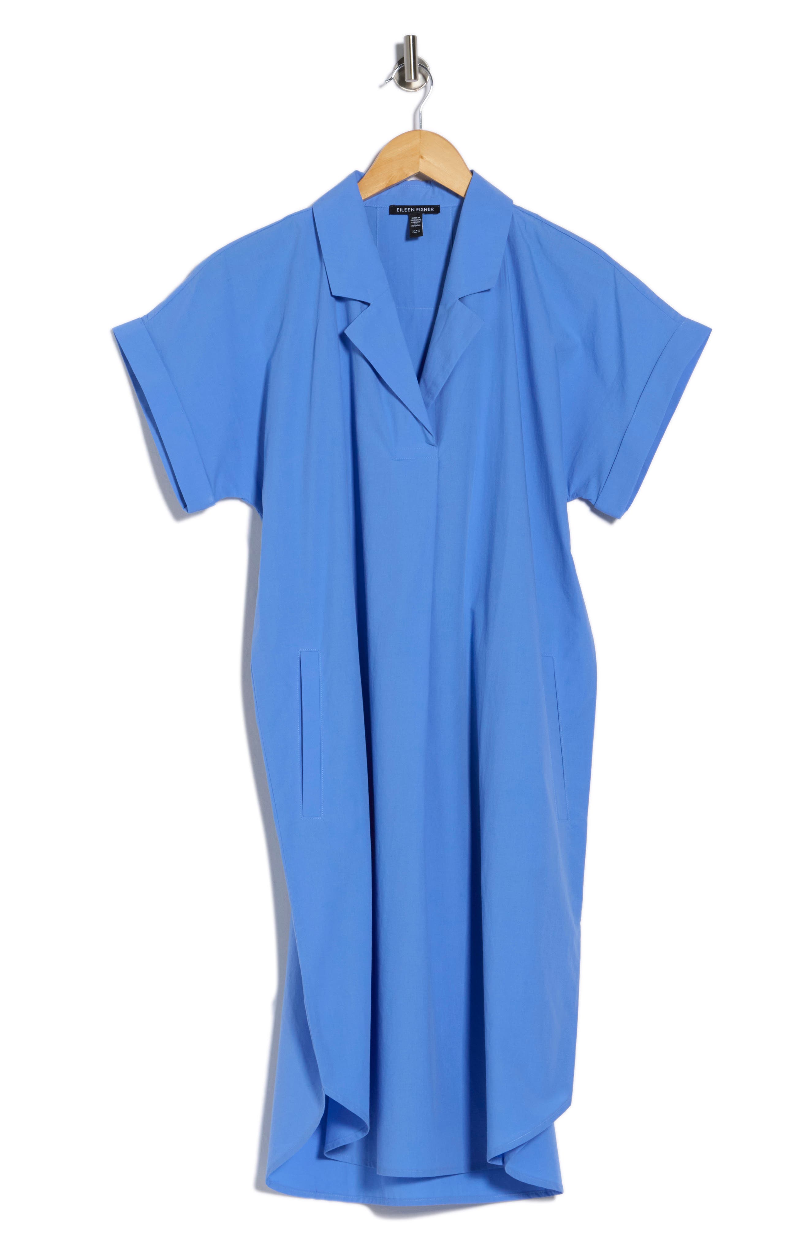 Notch Collar Short Sleeve Organic Cotton Shirtdress - image 2