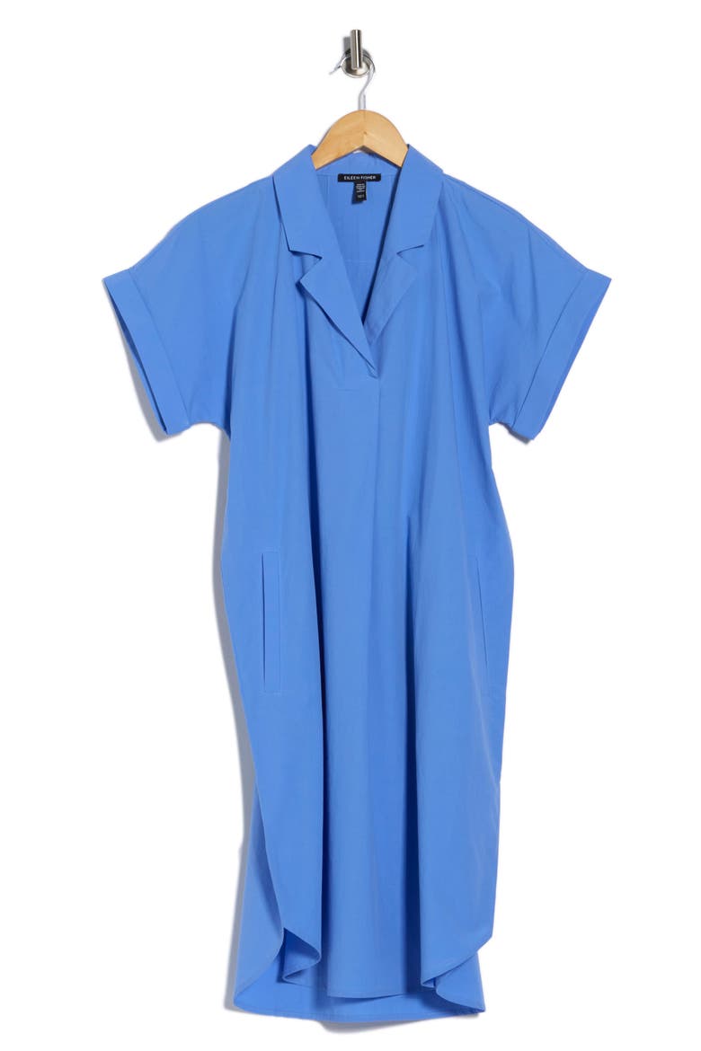 Notch Collar Short Sleeve Organic Cotton Shirtdress, Alternate, color, ULTRAMARINE