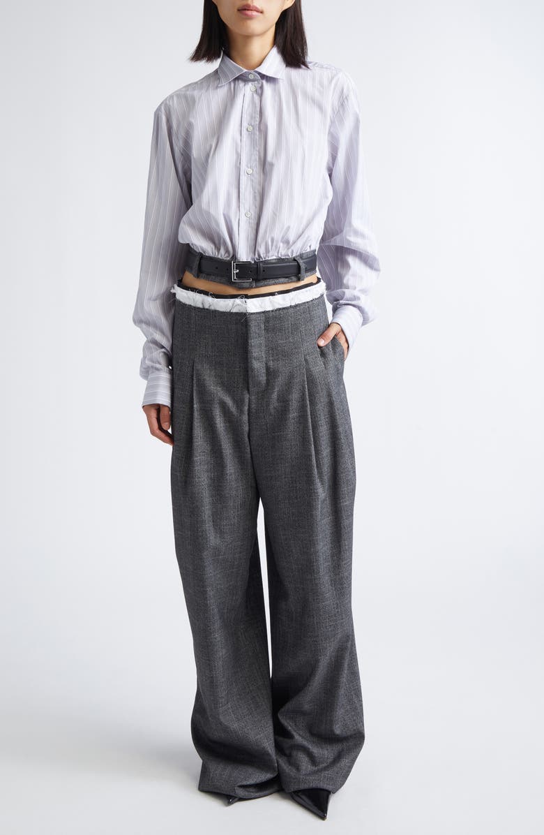 JULIE KEGELS Cala Belted Crop Button-Up Shirt, Alternate, color, Grey