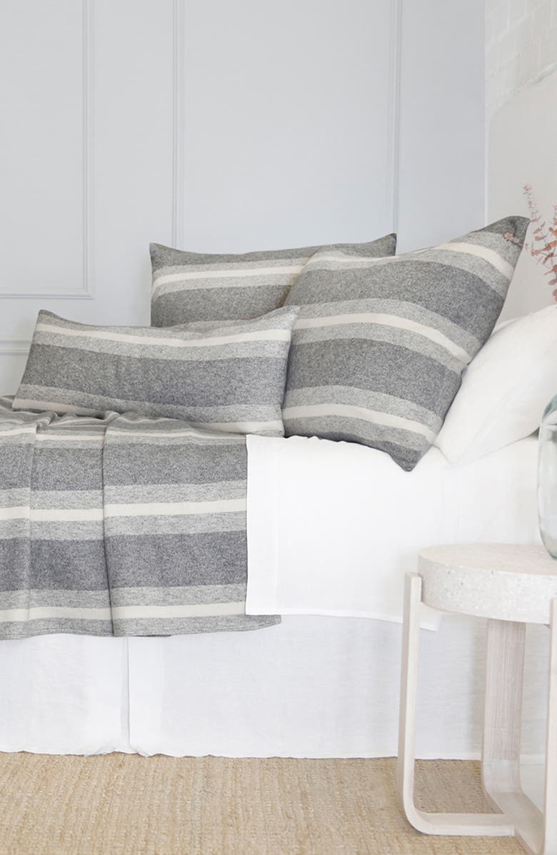 Pom Pom at Home Alpine Stripe Cotton Blanket, Alternate, color, Grey Tones