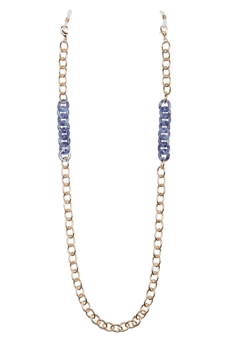 Halogen® Resin Link Adult Face Mask Chain, Main, color, BLUE- GOLD