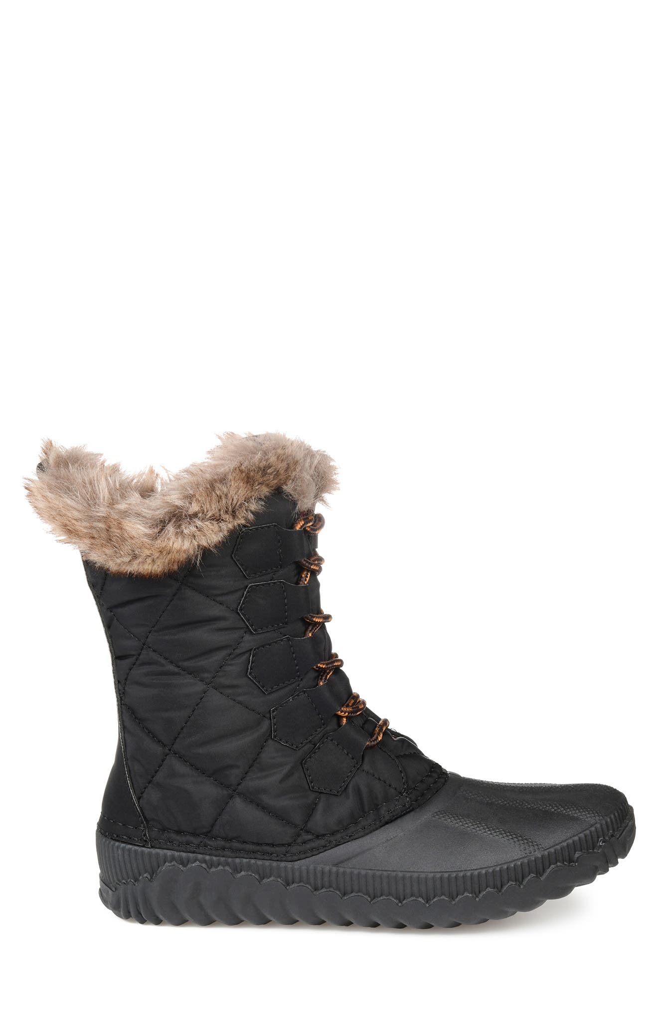 Journee Collection JOURNEE Powder Faux Fur Cuff Duck Boot, Alternate, color, 