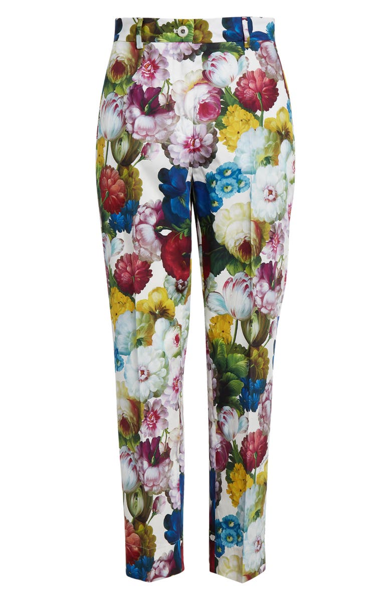 Dolce&Gabbana Floral Cotton Poplin Crop Trousers, Main, color, 