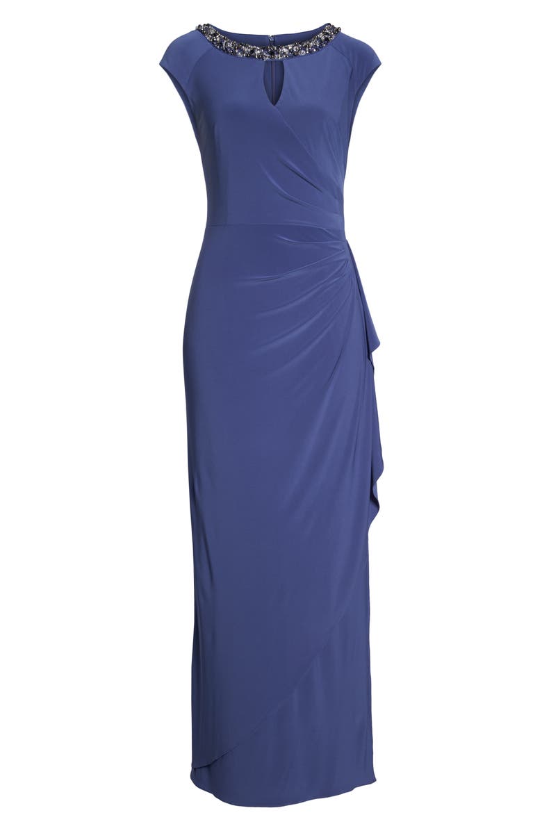 Alex Evenings Embellished Cap Sleeve Gown, Alternate, color, 
