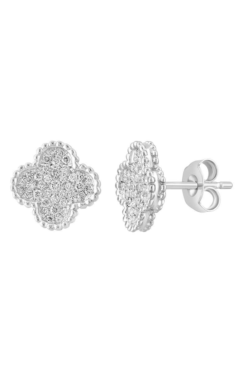 EFFY Sterling Silver Pavé Diamond Quatrefoil Stud Earrings - 0.34ct., Alternate, color, 