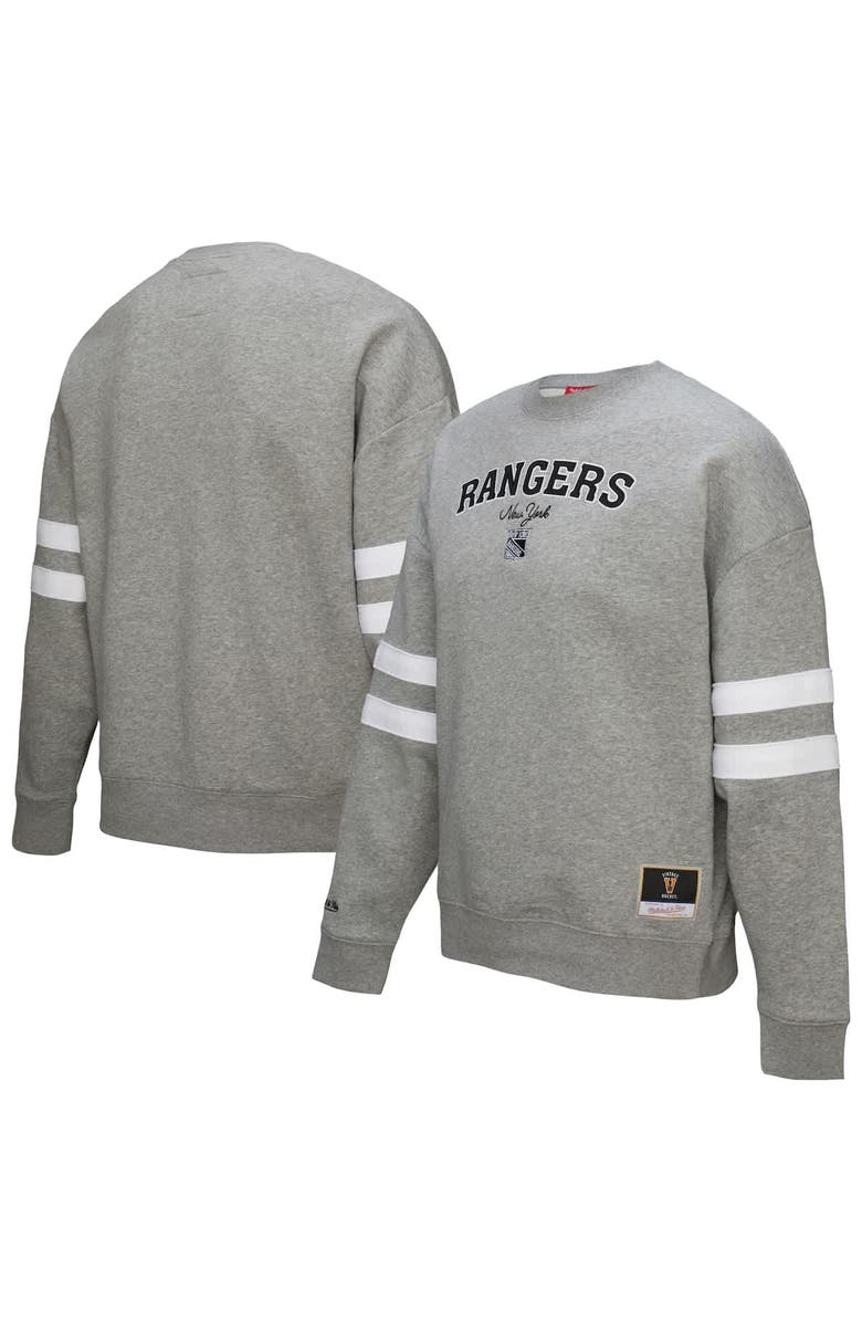 Mitchell & Ness Women's Mitchell & Ness Heather Gray New York Rangers Logo Lightweight Pullover Sweatshirt, Alternate, color, Heather Gray