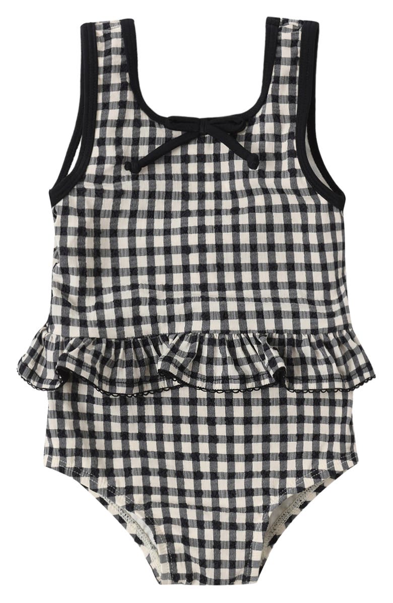 Rylee + Cru Skirted One-Piece Swimsuit, Main, color, Black