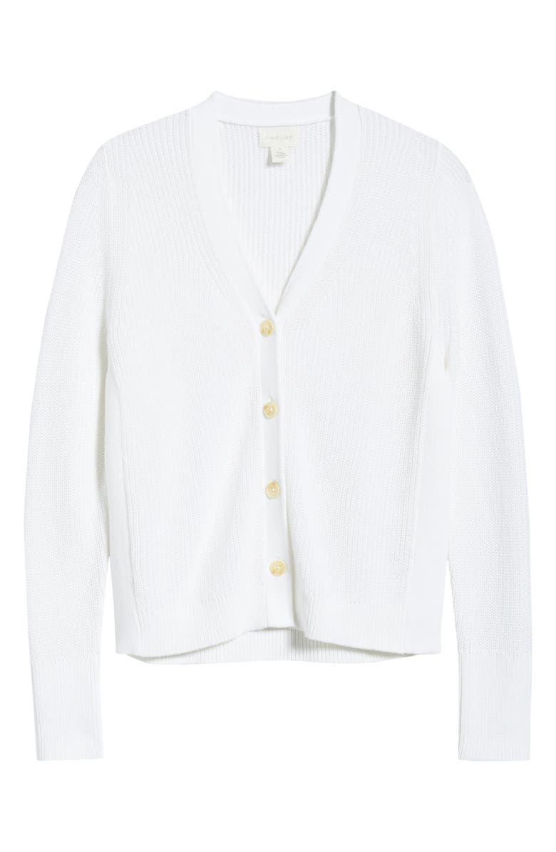Caslon<sup>®</sup> Shaker Stitch V-Neck Pima Cotton Cardigan, Alternate, color, White