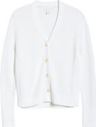 Caslon® Shaker Stitch V-Neck Pima Cotton Cardigan