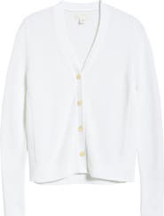 Caslon® Shaker Stitch V-Neck Pima Cotton Cardigan