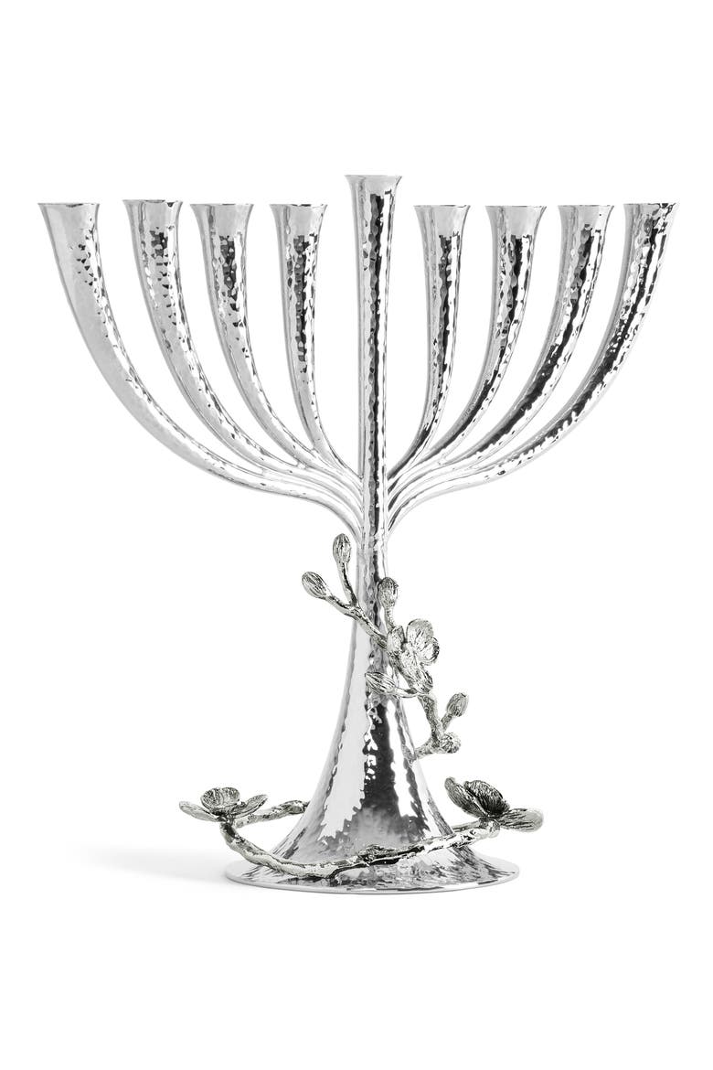 White Orchid Menorah, Alternate, color, SILVER
