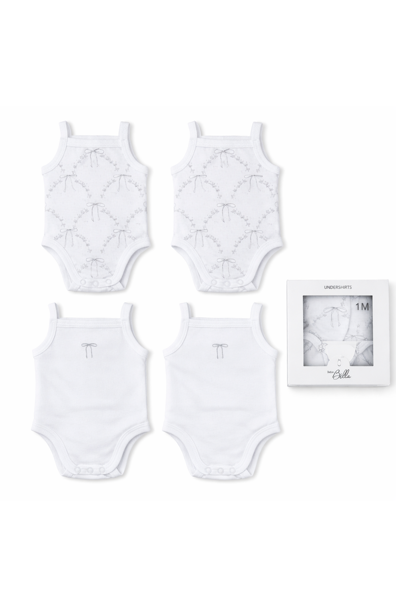 Bebe Bella Pointelle Bow Sleeveless Undershirts Pack, Main, color, White