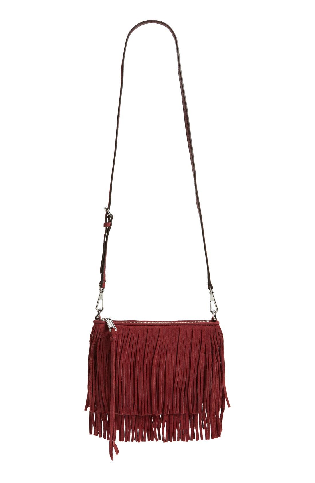 'Finn' Convertible Leather Clutch, Alternate, color, TAWNY PORT/ SILVER HRDWR