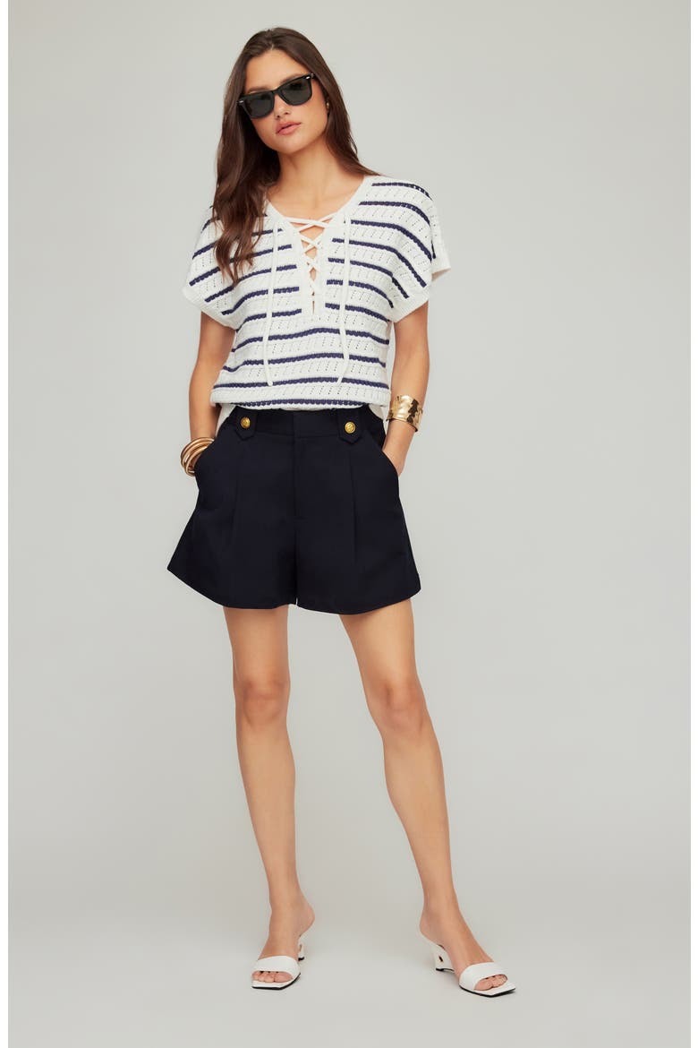 Cassidy Pleated Shorts, Alternate, color, MIDNIGHT BLUE