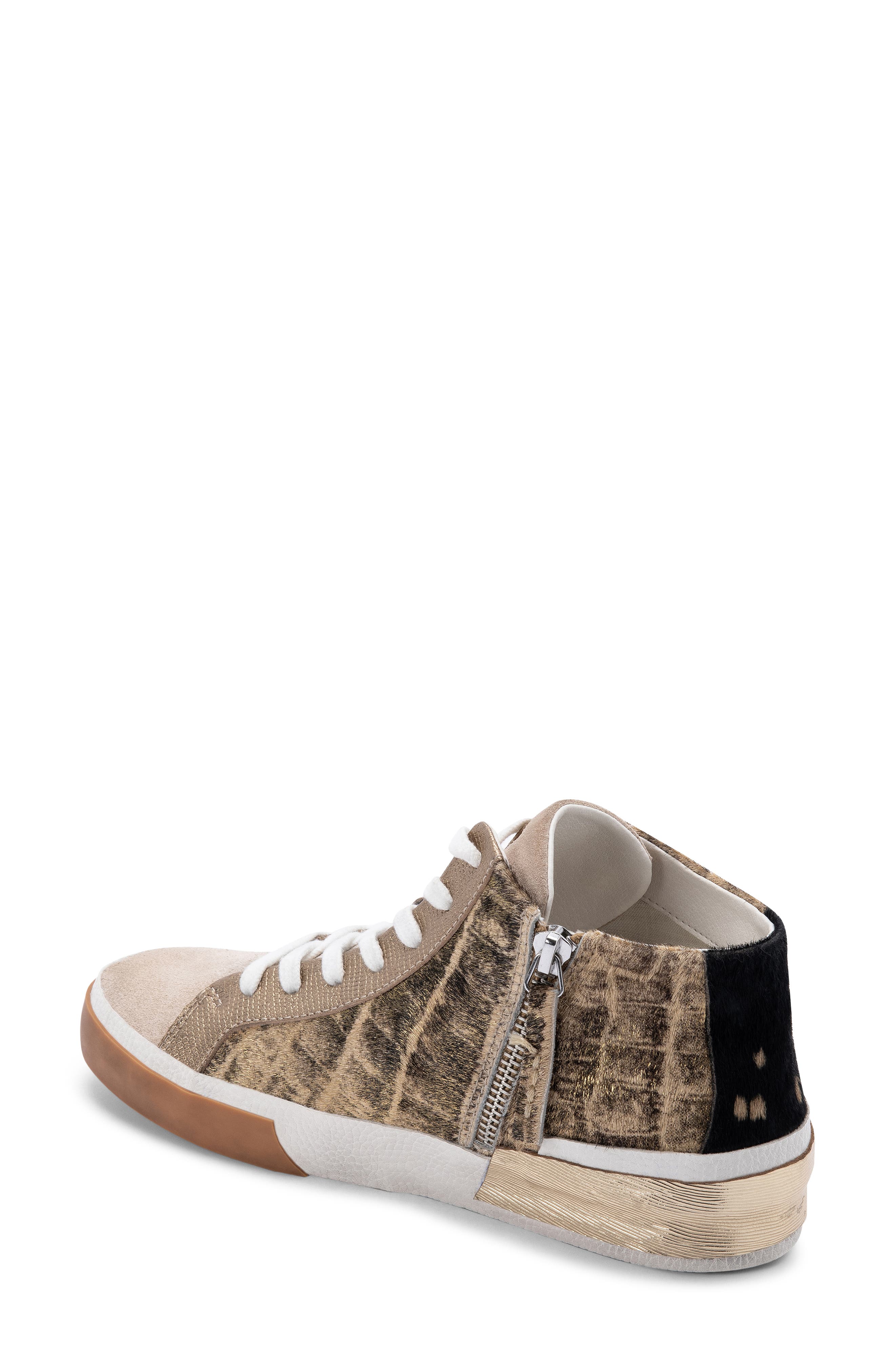 Zoel Sneaker, Alternate, color, GOLD MULTI CALF HAIR