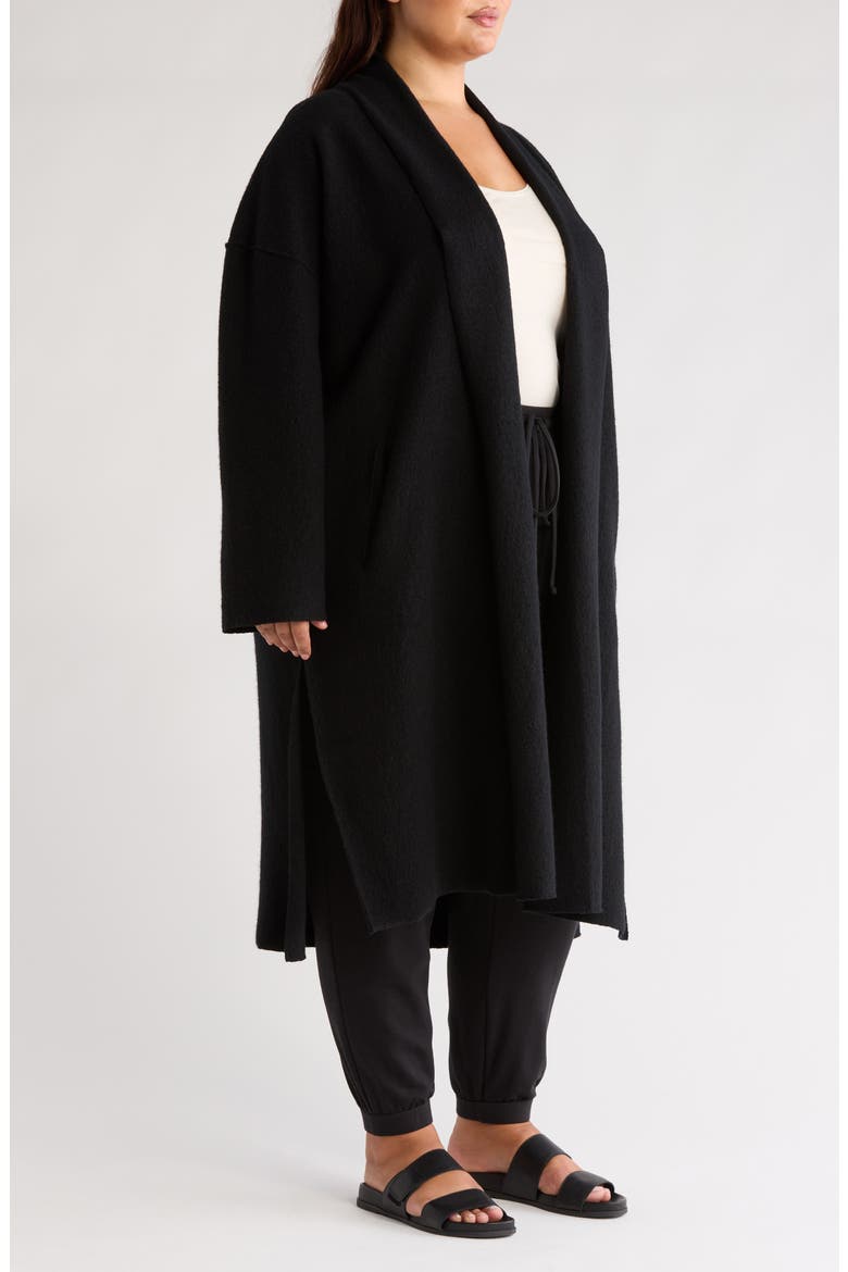 High Collar Felted Wool Coat, Alternate, color, BLACK