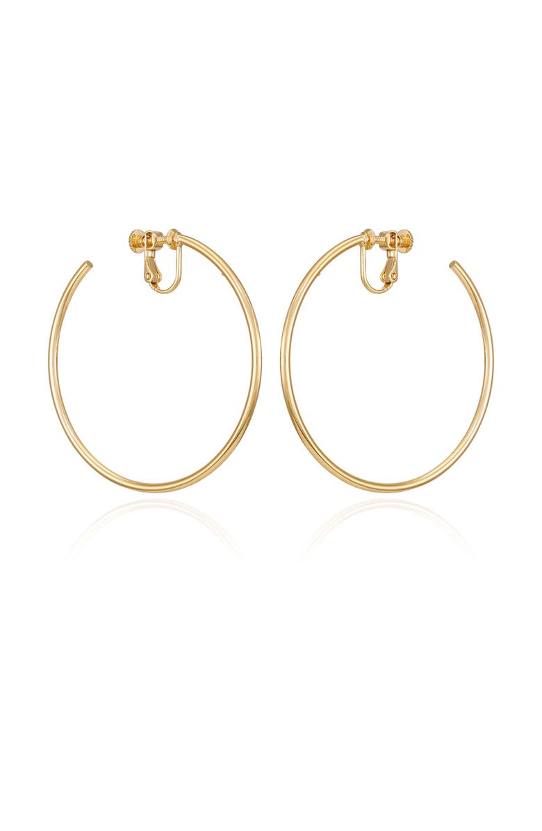 Vince Camuto Medium Clip-On Hoop Earrings, Main, color, 14K Gold Plated