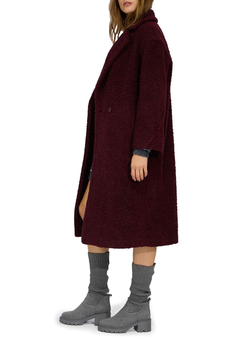 Winter Valley Double-breasted Cocoon Coat, Alternate, color, BURGUNDY