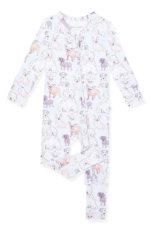 Gatsby Pup Print Fitted Convertible Footie Pajamas (Baby)