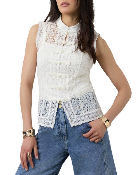 Lace Detail Military Top