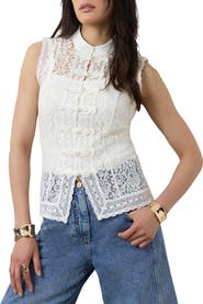 MINT VELVET Lace Detail Military Top