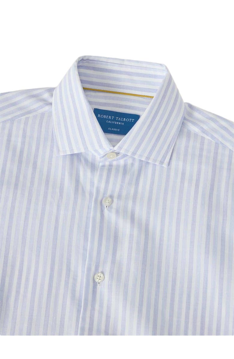 Robert Talbott Reynolds Blue Multi Thin Stripe Cotton Linen Blend Shirt in Contemporary fit, Alternate, color, Blue Multi Thin Stripe