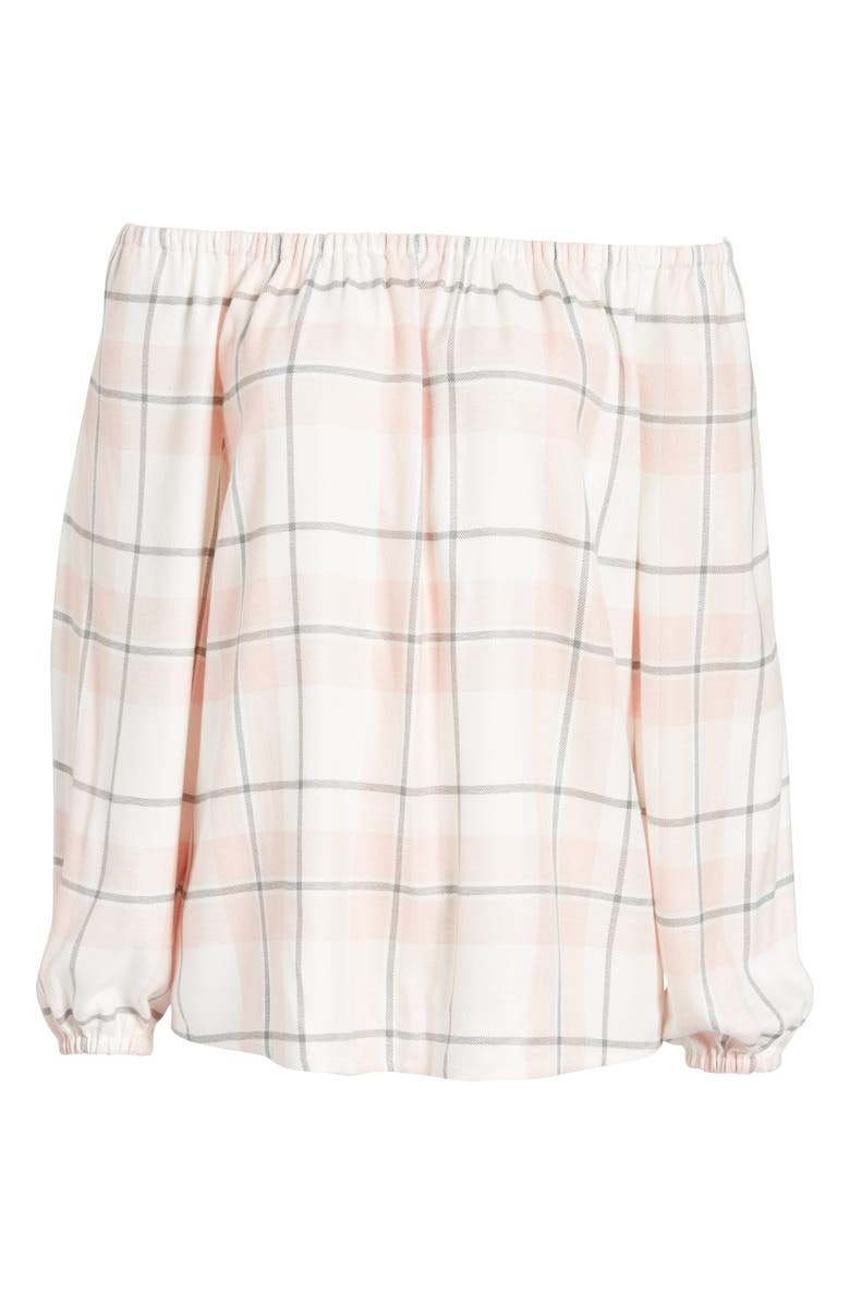 Two by Vince Camuto Off the Shoulder Plaid Blouse, Alternate, color,