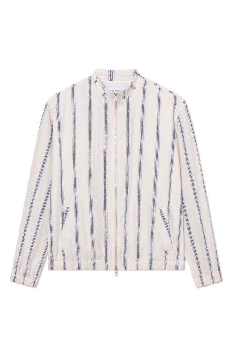 Les Deux Stanley Stripe Cotton Dobby Zip Jacket, Alternate, color, Light Ivory