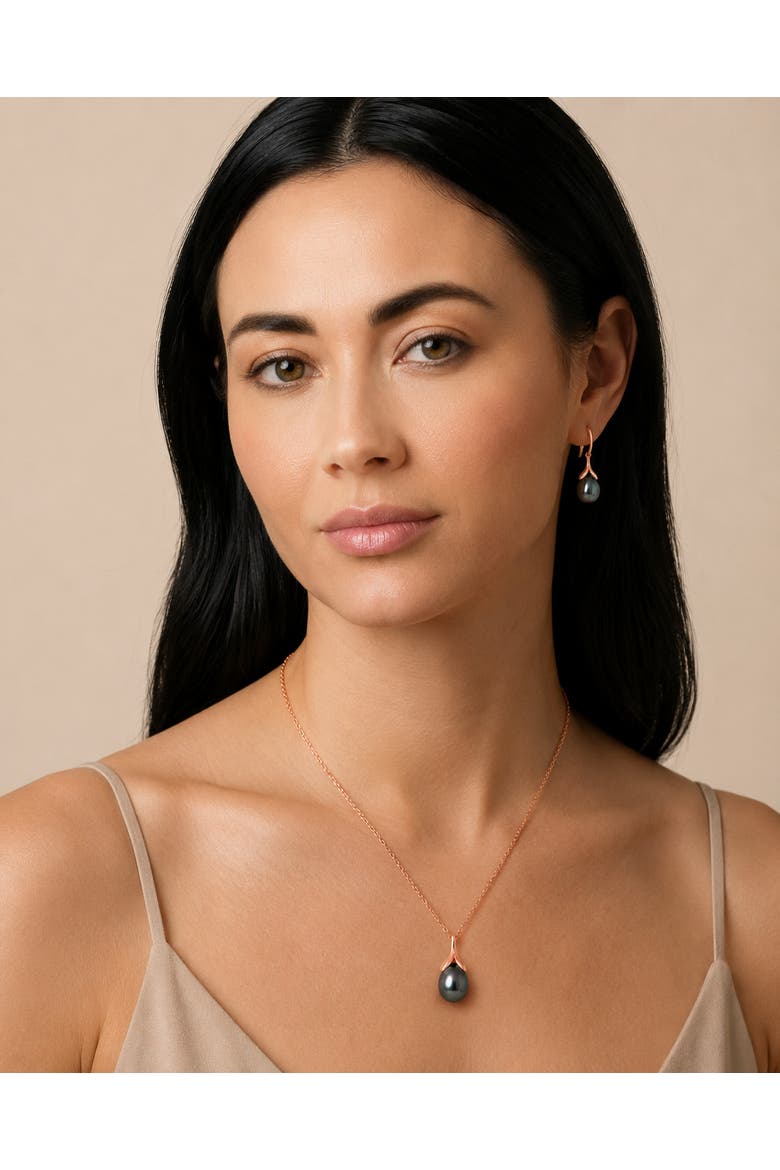 10-11mm Tahitian South Sea Pearl Rose Gold Plated Olive Pendant, Alternate, color, Rose Gold Plated