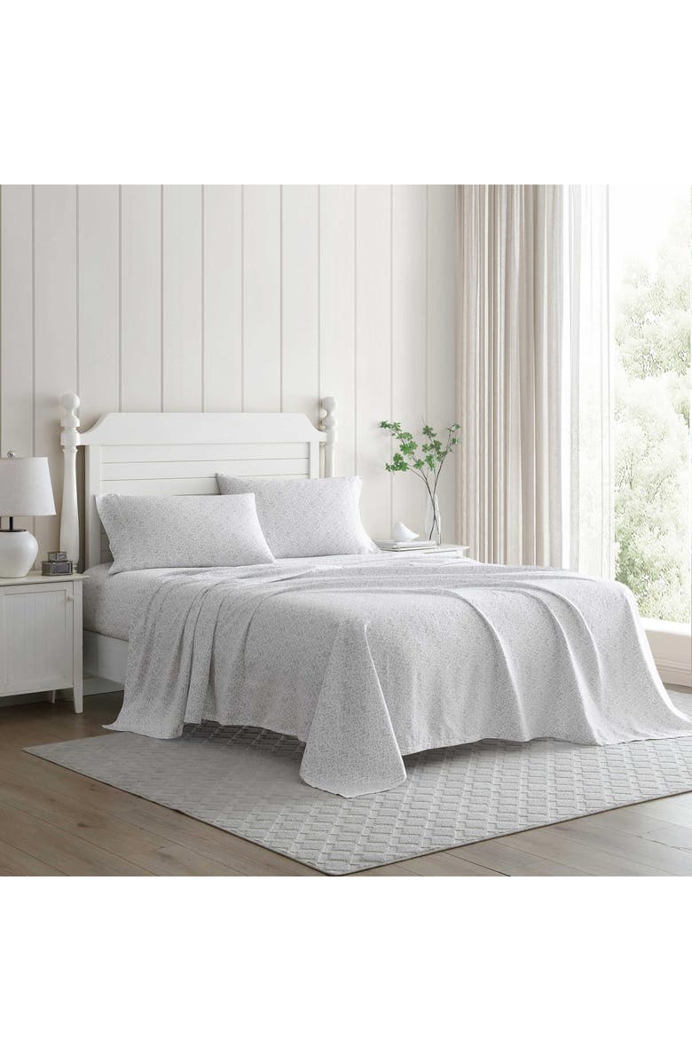 Laura Ashley Tierney Floral 300 Thread Count Cotton Sateen Sheet Set, Alternate, color, Light-Pastel Grey