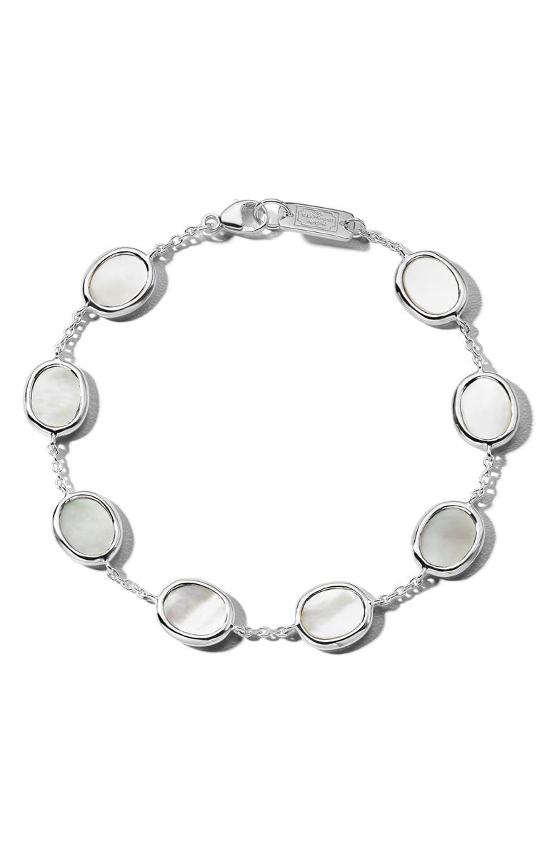 Ippolita Polished Rock Candy Mini Oval Slice Station Bracelet, Main, color, Silver