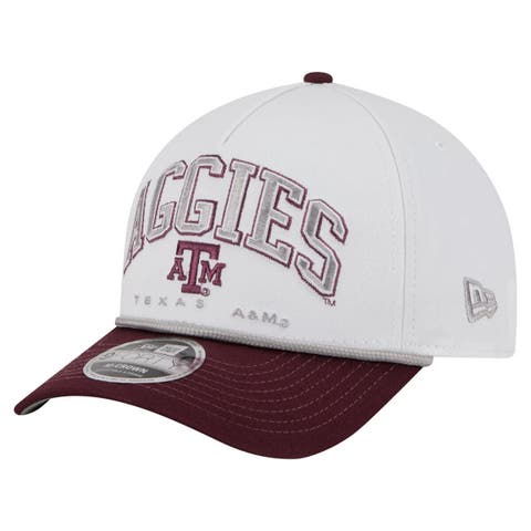 Men's New Era White/Maroon Texas A&M Aggies Arch Two-Tone Rope 9FORTY A-Frame M-Crown Adjustable Hat