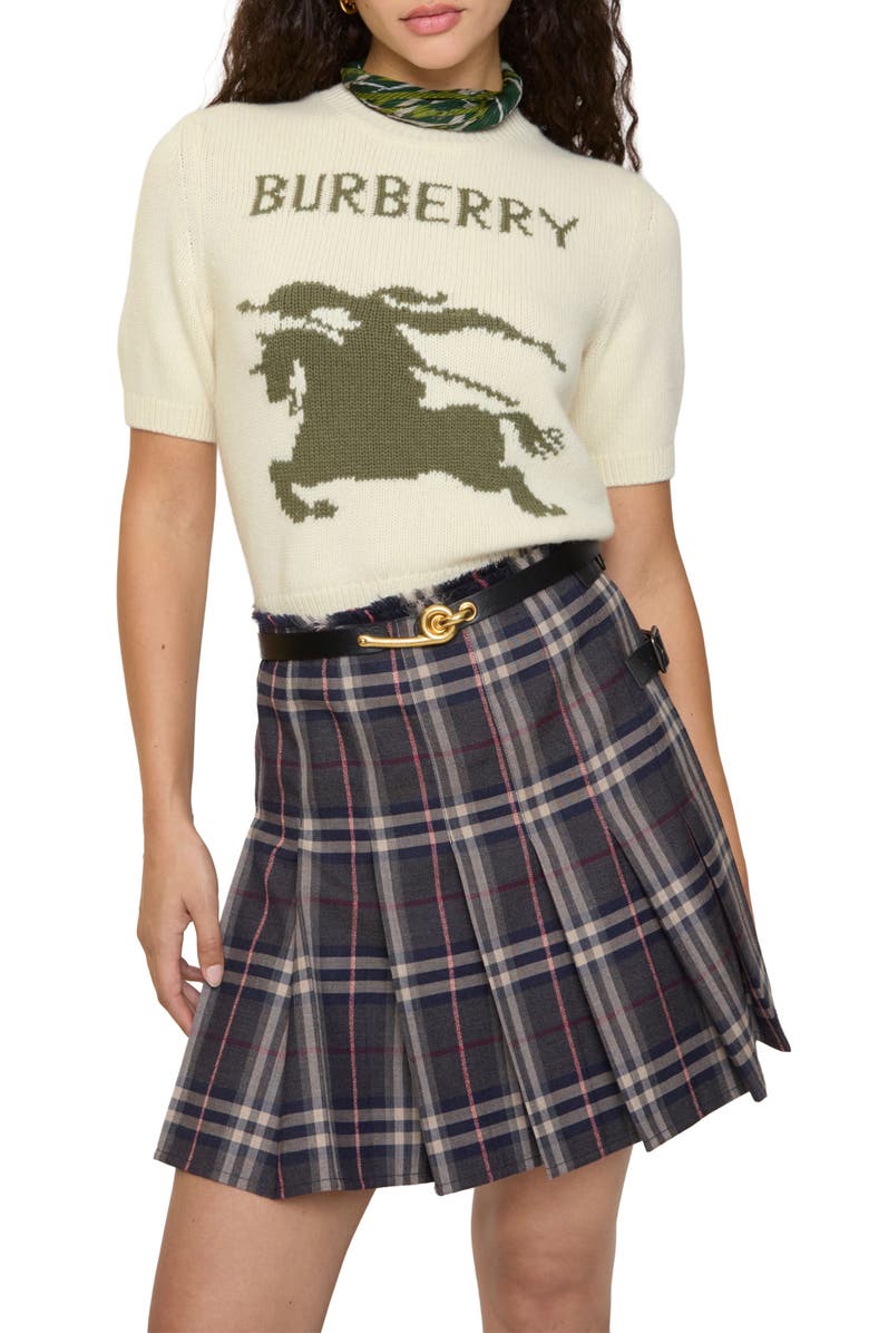 Burberry Skylar Short Sleeve Wool & Cashmere Sweater, Alternate, color, Ceramic White