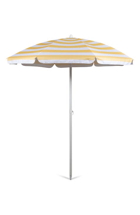 Yellow Cabana Stripe Portable Beach Umbrella