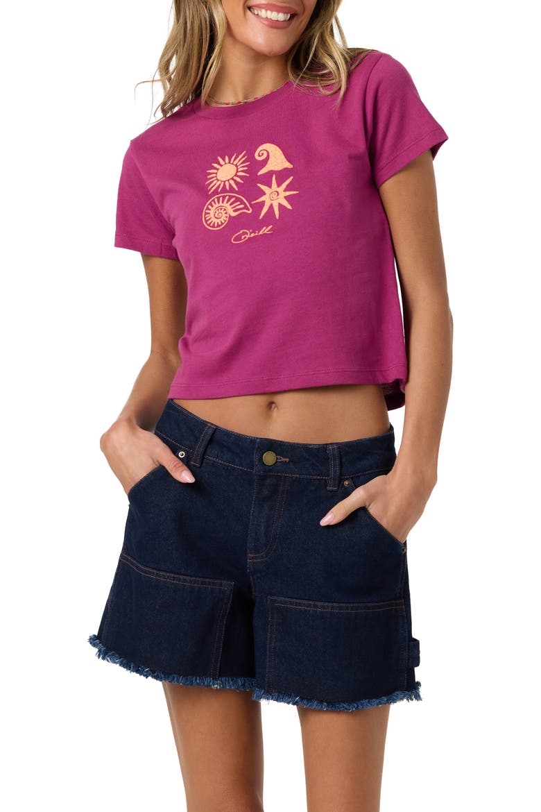Shell Star Graphic Tee, Alternate, color, RASPBERRY