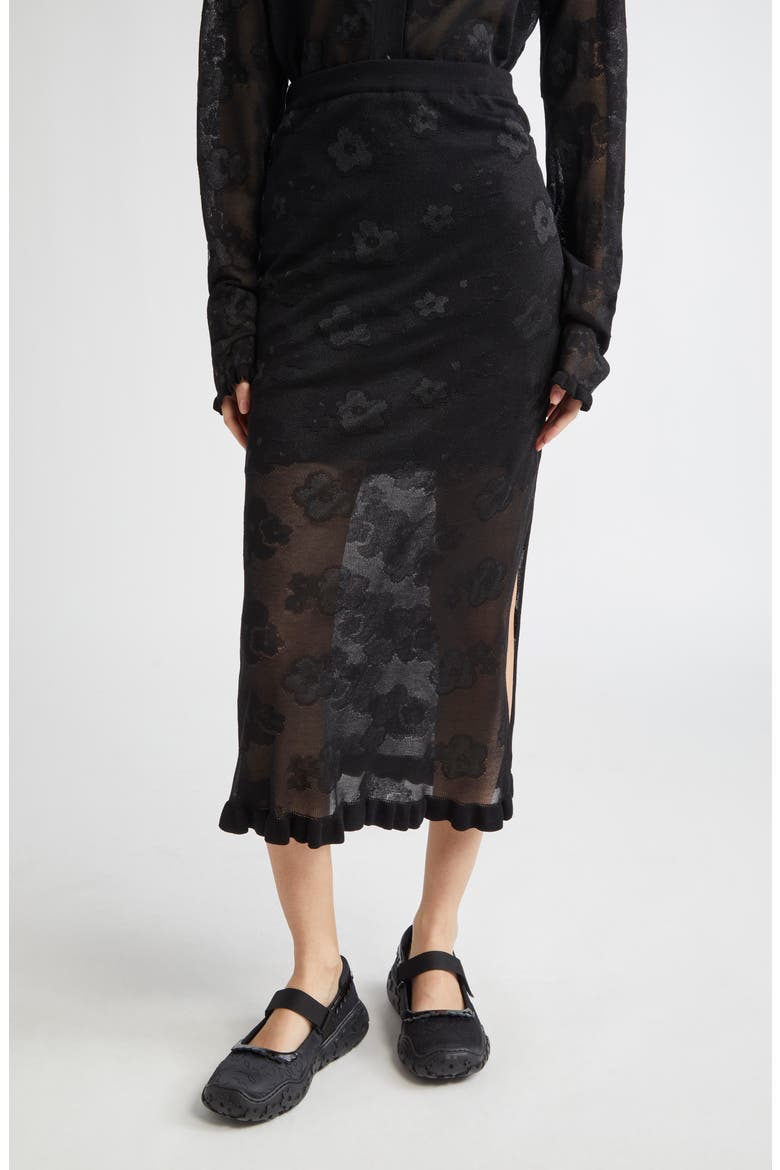 Pegonia Sheer Jacquard Pencil Skirt, Main, color, BLACK