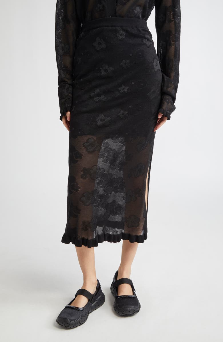 Cecilie Bahnsen Pegonia Sheer Jacquard Pencil Skirt, Main, color, 