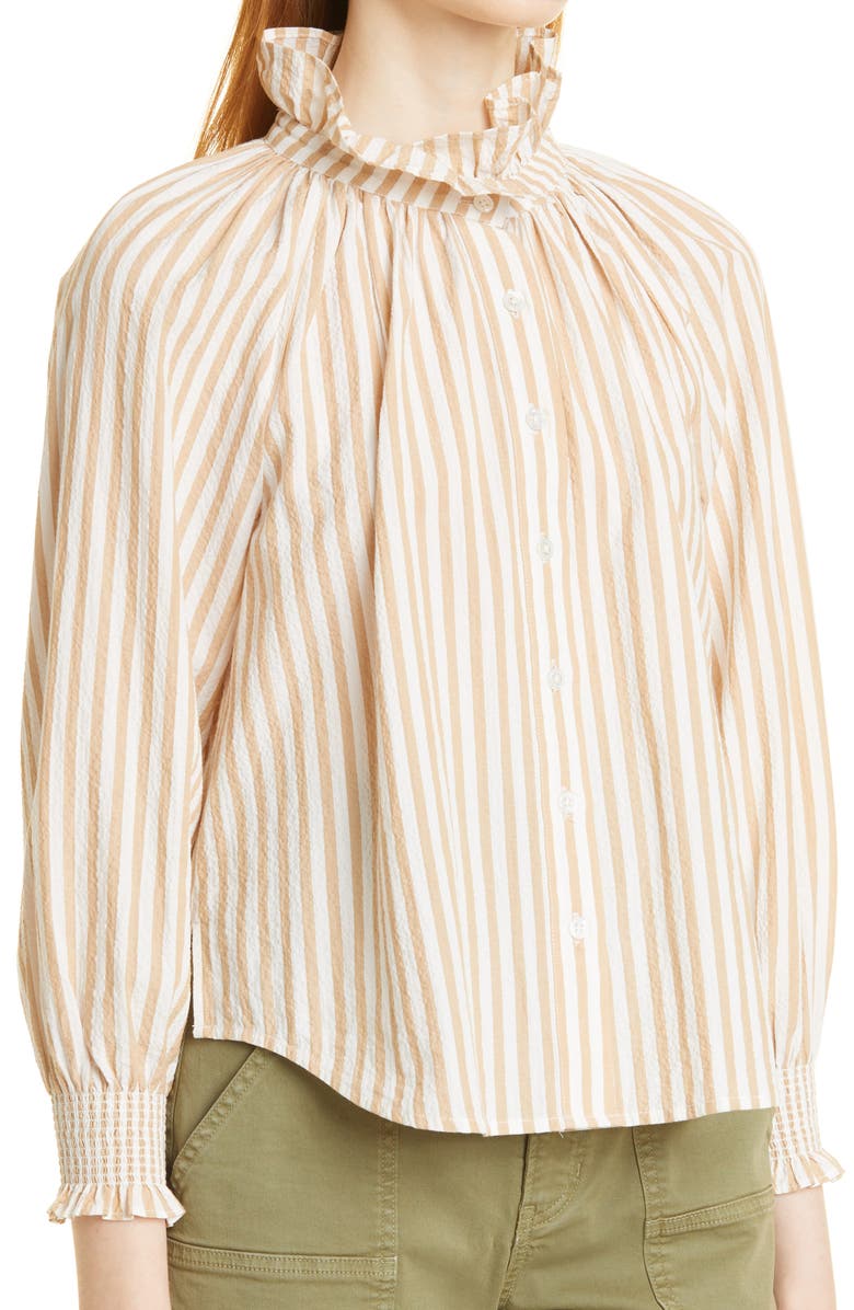 Veronica Beard Calisto Ruffle Collar Blouse, Alternate, color,