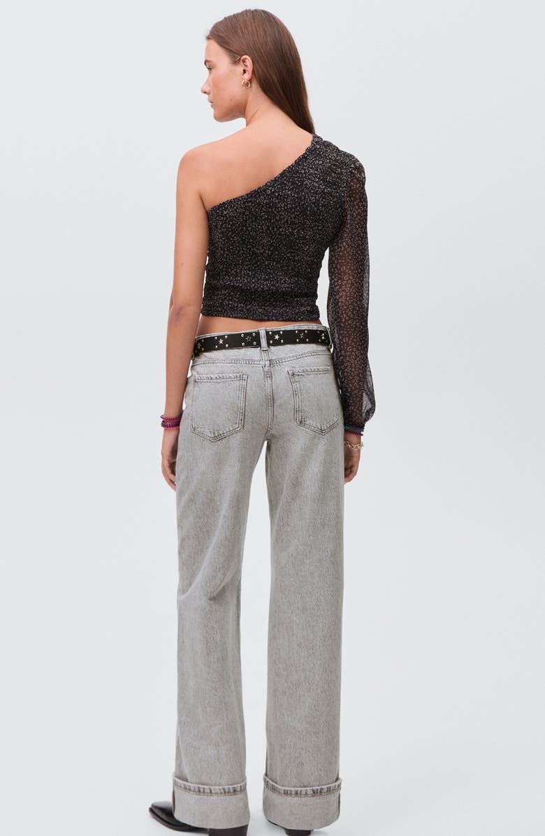 MANGO TEEN Cuff Hem Wide Leg Jeans, Alternate, color, Denim Grey