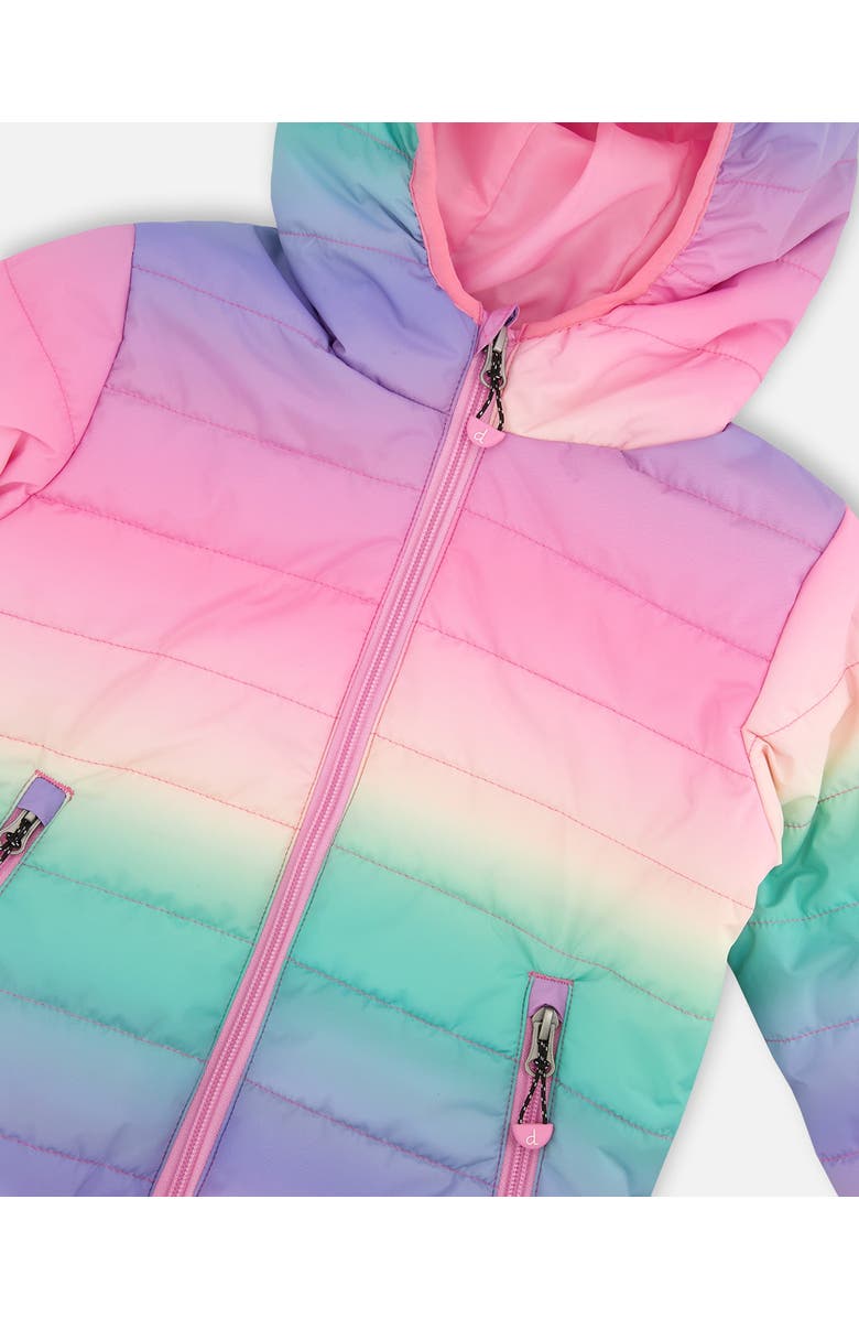 Deux par Deux Girl Quilted Mid-Season Gradient Jacket, Alternate, color, Multicolor Gradient