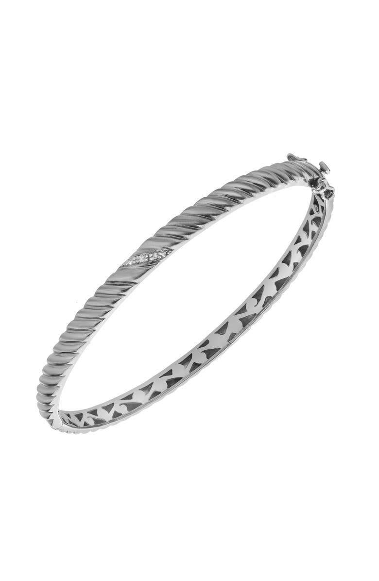 LuvMyJewelry Twisted Radiance 0.03 Ct Diamond Bangle in 925 Sterling Silver, Main, color, Sterling Silver