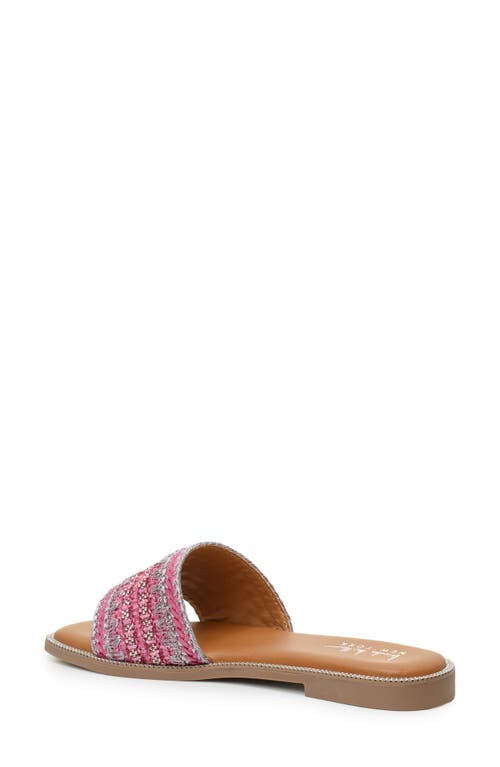 Nicole Miller Rhinestone Woven Slide Sandal In Fuchsia Multi