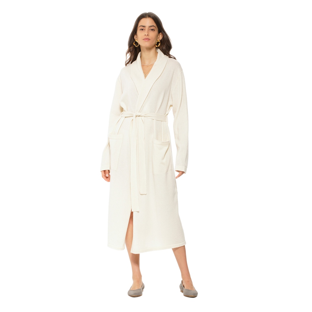 Monticelli Cashmere Pure Cashmere Knit Robe In White