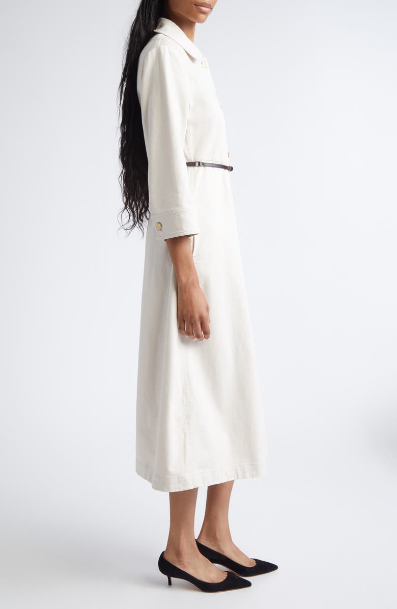 Max Mara Amelia Belted Long Sleeve Stretch Cotton Shirtdress, Alternate, color, Sand