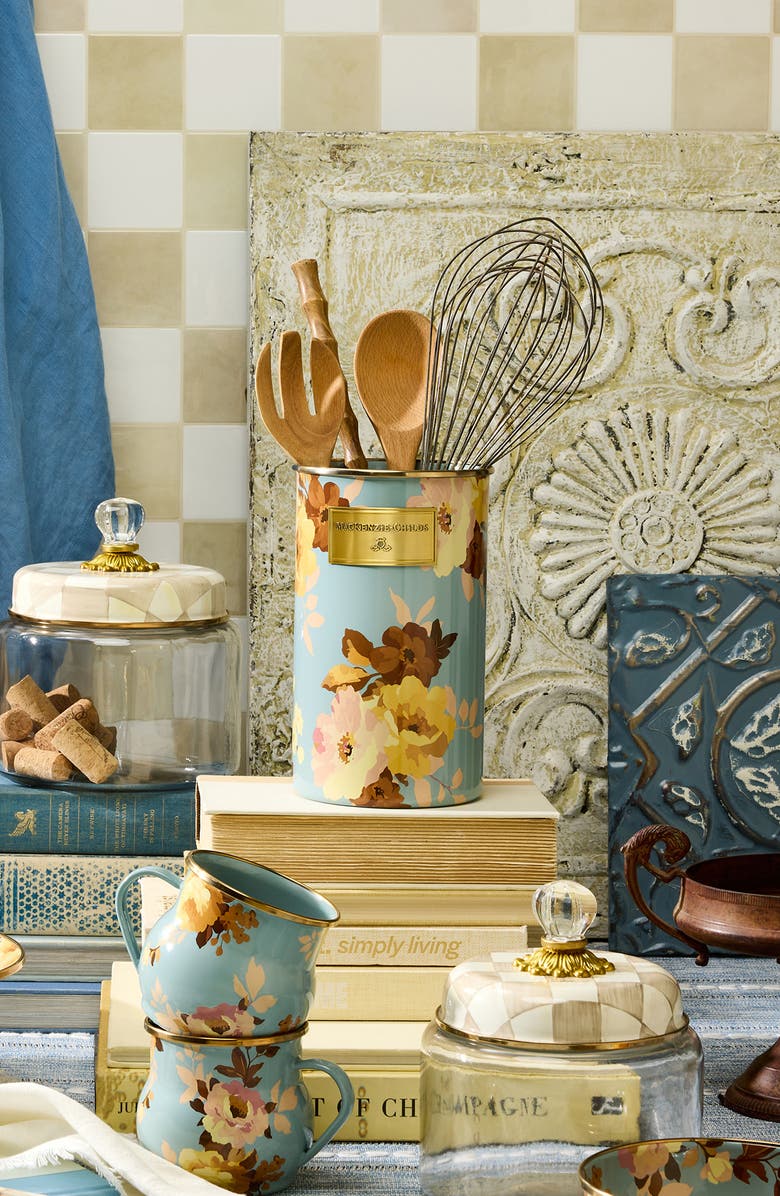 MACKENZIE CHILDS Wild Rose Slate Utensil Holder, Alternate, color, Blue
