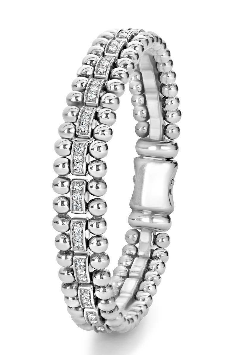 LAGOS Caviar Spark Diamond Link Bracelet, Alternate, color, Silver/ Diamond