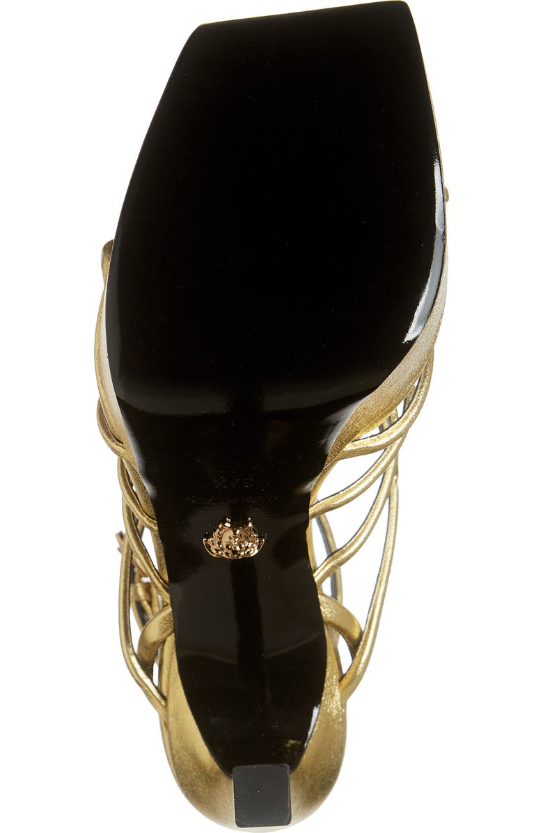 Versace Greek Key Cage Sandal, Alternate, color,